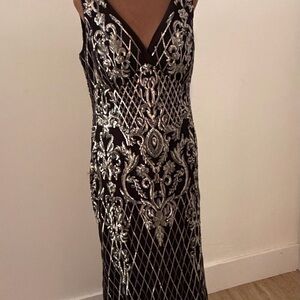 Elegant Black and Silver Embellished Dress evening gown